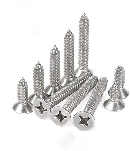 50 Stück selbstschneidende Schrauben, M4 x 22 mm Mehrzweckschrauben, 304 Edelstahl, Kreuzschlitz-Schrauben für Holz, Trockenbau und Möbel