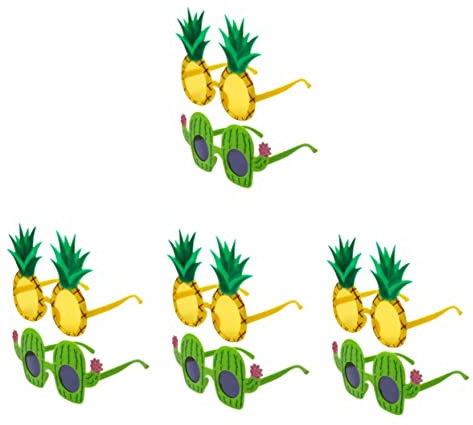 ABOOFAN 8pcs Funny Beach Party Glasses Eyewear Costume Accessories for Adults Hawaiian Luau Party Favors Novelty Pineapple Sunglasses Photo Props for Tropical Theme