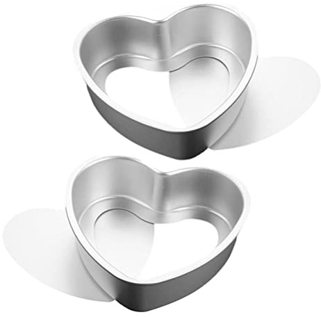 Cabilock 2pezzi Stampo per Torte Cuore Alluminio da Antiaderente Facile da Utilizzare e Pulire per Torte di Compleanno e Occasioni Speciali