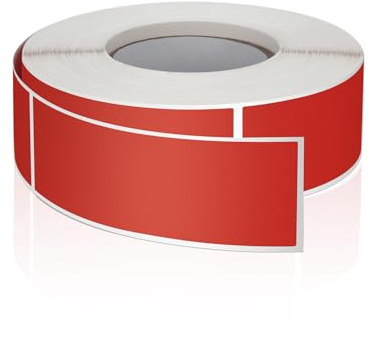 Meitaat Rot Rechteckig Aufkleber 76 x 25 mm Farbkodierung Etiketten | Selbstklebend Etiketten Umzug, Klebeetiketten zum beschriften, Rolle, Ablösbar 500 Stück