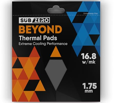 subZero BEYOND 16.8w/mk Thermal Pad, 100x100mm, Soft Thermal Compound, Ideal Gap Filler for GPU/Laptop Heatsink/GPU/CPU/LED Cooler (1.75mm)