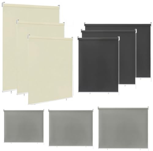 LILIIN Außenrollo Verdunklungsrollo Thermorollo Klemmrollo 180 x 240 cm Sichtschutz Sonnenchutz Balkonmarkise Wetterfest Outdoor Rollo für Terrasse und Garten Fenster & Türen, Beige