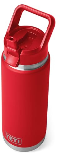 YETI Rambler C Straw Bottle, Stainless Steel Vacuum Insulated Bottle with Leakproof Straw Cap, Rescue Red, 26 oz (769 ml)