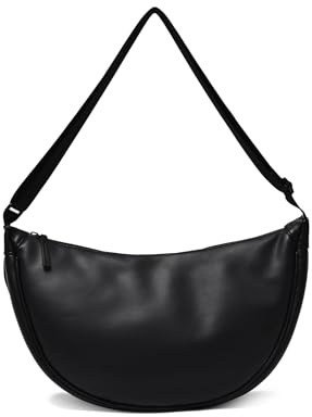 Halbmond-Tasche für Damen und Herren, PU-Leder, Umhängetasche, große Knödeltasche, leicht, Hobo-Schultertasche