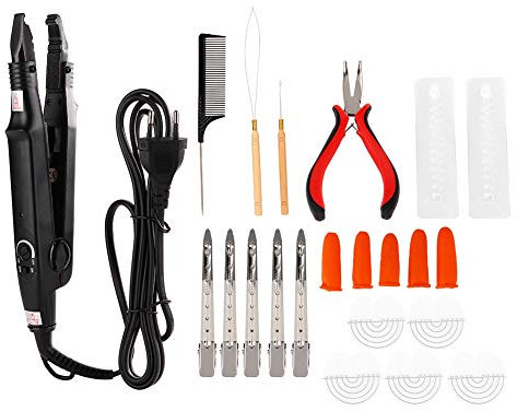Juego de Extensiones de Cabello, Pinzas de Calor para Uniones Extensiones de Cabello de Unión de Queratina Kit de Herramientas de Pinzas de Unión Extensiones de Cabello (Enchufe
