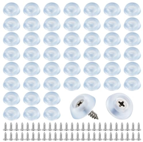 Small Rubber Feet, 50pcs Tiny Cutting Chopping Board Feet Adjustable Non Slip Bumpers with Stainless Steel Screws Round Mini Cutting Board Legs Pad for Furniture Kitchen Appliances