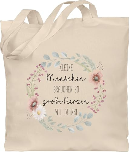 Shirtracer - Baumwolltasche - - Taschen - Kleine Menschen brauchen so große Herzen wie deins | Erzieher Geschenk | Erzieherin Geschenk zum Abschied | Tagesmutter Weihnachtsgeschenke
