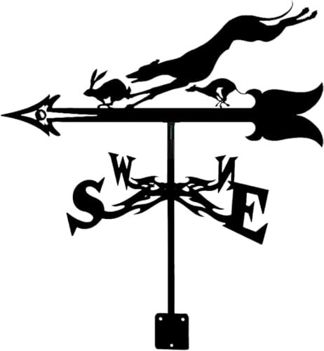 TIECHUINIUB Windfahne für den Außenbereich, Schmiedeeisen, Kuh und Lamm, Hahn, Kormoran, Wetterhahn, Edelstahl-Sprühfarbe für Garten, Terrasse, Hof, Ornament, Dekoration, -E||Normal