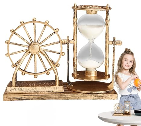 Orologio con sabbia retrò, timer da tavolo con statuetta di ruota panoramica,Decorazione della casa con orologio da auto a forma di clessidra da tavolo retrò con ruota panoramica - Temporizzatori vint