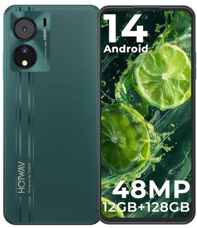 HOTWAV Note 12 EF Telephone Portable, 12Go+128Go/TF 1To Android 14 Smartphone, Écran 6,8 HD+, Batterie 5160 mAh, 48MP+16MP, Smartphone Double SIM 4G/WLAN 5/Octa Core/Face ID/GPS/OTG - Vert Forêt