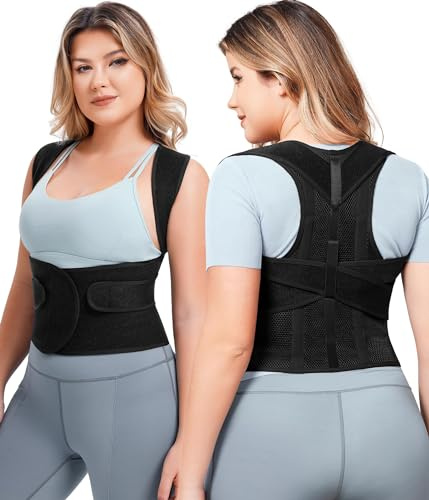 Gotoly Corrector Postura Espalda para Mujer Espalda Recta Corrección Postural Faja Corrector de Postura para Aliviar el Dolor de Cuello, Hombros y Espalda (Negro, L)