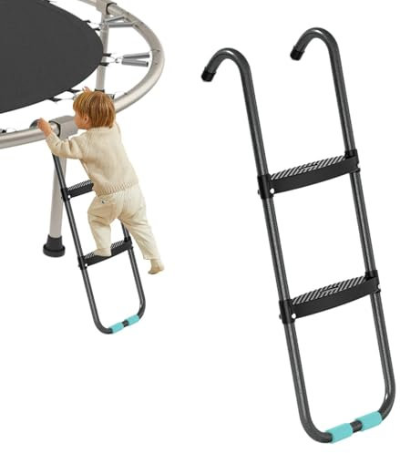 Escaleras de trampolín, escalera de acero resistente antideslizante | Escalera de acero resistente al óxido de 2 escalones / 3 peldaños de ancho antideslizante para trampolín