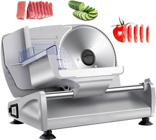 Cortadora eléctrica de frutas y verduras, cortador de frutas multifuncional de acero inoxidable de 200 W con espesor ajustable de 1-15 mm, herramienta de corte de alta productividad para pepino, limón