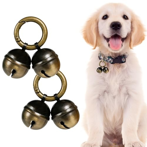 Whimsii, set di 2 campanellini extra rumorosi per collare di gatto e cane, localizzatore per animali domestici e falconeria, ciondoli in ottone durevole con moschettone girevole, One Size, Rame, Senza
