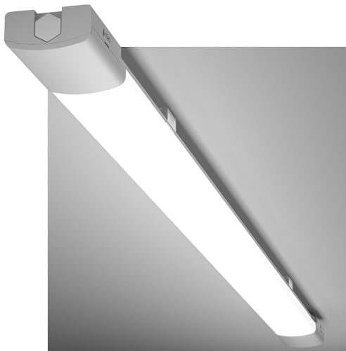 Modlicht LED Feuchtraumleuchte 150CM mit 45W 5000k Kaltlweiß 4950Lumen, Ultraslim Deckenleuchte Feuchtraum Flach Wasserfest IP65 Wannenleuchte Werkstattlampe für Keller Garage, Grau