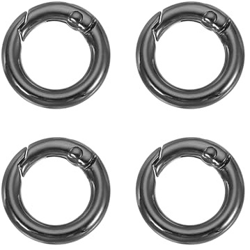 PATIKIL Anillos en O con resorte, 4Pcs 0.8 Pulgadas Clips redondos metálicos broches de presión para llaveros bolsos correas correas de perro manualidades DIY, Negro 20mm