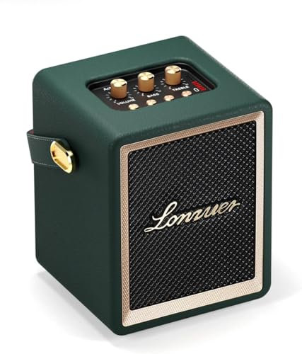 Enceinte Bluetooth,Retro Portatif Haut-Parleur, BT5.3, 40W avec batterie de 5000mAh,plus de 10 Heures de Lecture, sans fil en bois enceinte avec poignée pour campagne intérieure et extérieure (Vert)