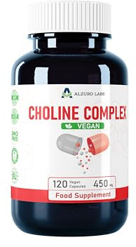Alzuro Labs Choline Complex | Choline Bitartrate, Citicoline CDP & Phosphatidylserine | 120 Vegan Capsules | 4 Month Supply | Dietary Supplement for Brain & Focus Wellness | Lab Tested, GMP Certified