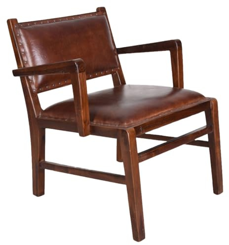 Lederstuhl Armlehnstuhl Teak Holzstuhl Lederbezug mar323 Palazzo Exklusiv