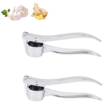Garlic Press Stainless Steel, 2Pcs No Need to Peel Garlic Presser Garlic Mincer Garlic Crusher Garlic Grinder Garlic Mincer Crusher for Home Kitchen