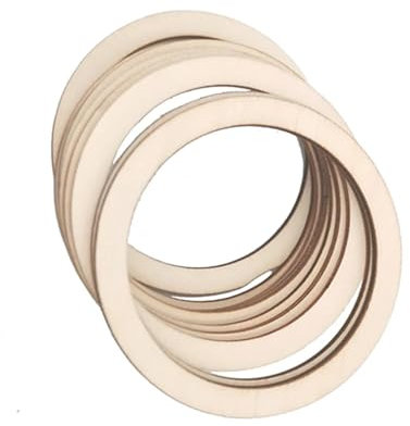 CYMMIYT Rondelles De Bois Lot de 10 Anneaux en Bois de 7,5 cm for travaux manuels, Anneaux Plats en Bois Brut for Bricolage et Fabrication de Bijoux