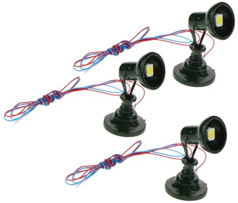 KOCKSHION Modellbahn Scheinwerfer 3 Stück Grün Led Miniatur Straßenlaternen Für Modelleisenbahn Landschaft Diorama Sandkasten Zubehör