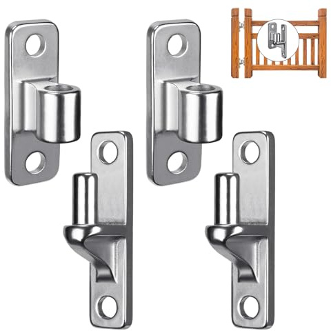 BOUFEIDA 4 Stück Gartentor Scharnier Edelstahl, Türscharniere, Schwerlast Scharnier Edelstahl Metall Zauntor, für Gartentor, Holzzaun, Farmtore