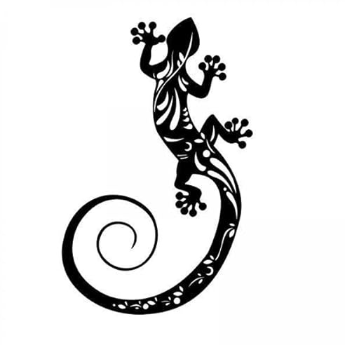 Qianly 2x Metal Gecko Wall Decor Ornament Metal Sculpture Black Modern Hanging Art Wall Decoration for Garden Fence Cafe Yard