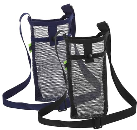 Toyvian 2pcs Portable Mesh Water Bottle Crossbody Bag Holder for Travel Outdoor Sports