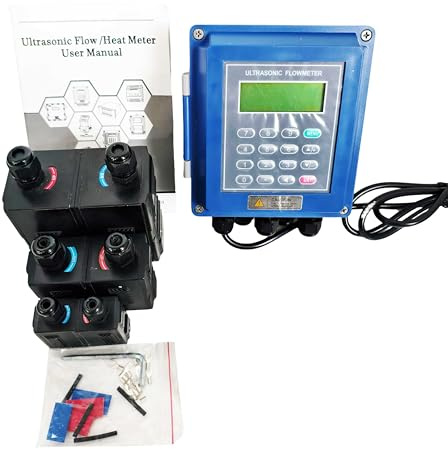 HFBTE Clamp On Ultrasonic Flowmeter Ultrasonic Flow Meter With TS-2-HT TM-1-HT TL-1-HT 3 Size High Temperature Transducer -30 To 160℃ For Pipe Diameter DN25 To 6000mm/0.98 To 236.22in