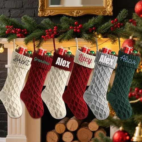 Große Weihnachtsstrümpfe mit personalisierbarem Namen, 45,7 cm, Weihnachtsstrümpfe für Familie, Kamin, Weihnachten, Urlaub, Party, Dekoration