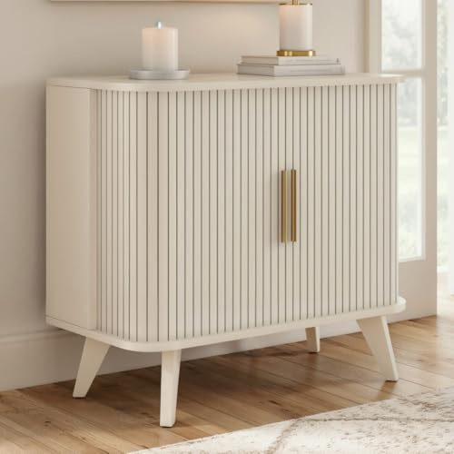 Galano Flutoria Lincoln Sideboard with 2 Doors – Modern Minimalist Storage Cabinet for Hallway, Living Room & Bedroom – Parchment