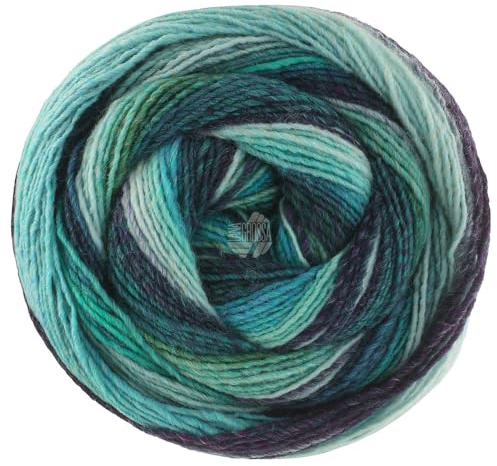 LANA GROSSA Gomitolo Fumo | Dochtgarn mit regelmäßigem Farbverlauf in breiten Streifen | Handstrickgarn aus 50% Schurwolle & 50% Acryl | 200g Wolle zum Stricken & Häkeln | 700m GarnFB 511