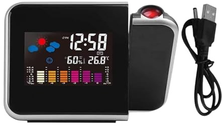 Projektion Wecker - Digitale Projektionsuhr | Schlafzimmer Kinder Wecker | Verstellbare Helligkeit, Snooze, Datum, Temperaturfunktion Hygrometermessgerät, LED -Zeitprojektion für die Wanddecke, modern