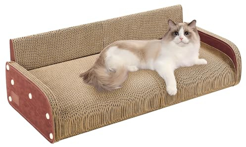 Tiragraffi per Gatti Adulti XXL - Tiragraffi Cartone 62cm Design Divano - Cartone Ondulato Rinforzato - Per Lettino Gatti e Soggiorno