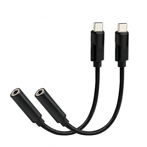 SRLWMYI 3,5-mm-Kopfhöreranschlussadapter, Dual-3,5-mm-Schnittstellenadapter, kompatibel mit iPhone 14/13/12/11, zum Musikhören und Telefonieren.