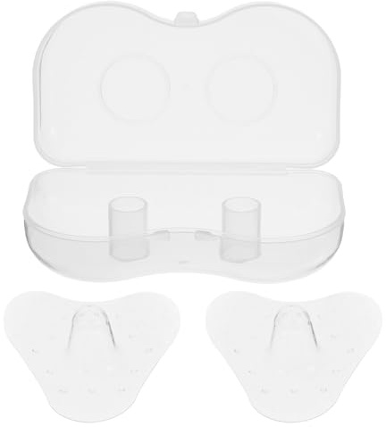 Warmhm Silikon Brustschützer Dreieckig Transparent Weich Hautfreundlich Stillhütchen mit Aufbewahrungsbox für Neugeborene Pflegeunterstützung
