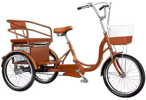 20-Zoll-Dreirad für Senioren, Tretunterstützungsdreirad, 3-Rad-Fahrrad, Rücksitz für Passagiere und Gepäck, Vorder- und Hinterradbremsen, Cruiser mit niedrigem Einstieg für Einkäufe und Aktivitäten