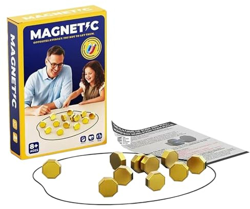 Magnetisches Schachspiel, Strategietisch mit 20 Magnetsteinen & verstellbarem Faden, Tragbares & Bildungsreiches Gesellschaftsspiel for Kinder & Erwachsene, Familien-, Reise- & Partyspiel