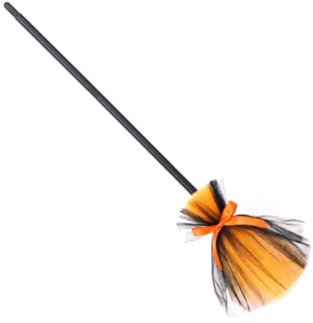 ifundom Scopa della Strega per Feste di Halloween Accessorio per Spettacoli e Decorazioni Scopa di Halloween Arancione Resistente e Realistica per Travestimenti e Scenografie