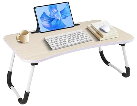 Bandeja para Cama, Plegable Desayuno Ergonómica 50x30x22cm Madera Claro
