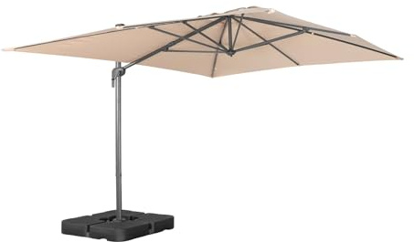 sweeek - Parasol déporté rectangulaire 3x4m beige + dalles à lester 50x50cm - Antibes