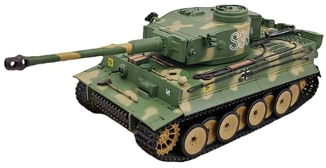 Quibuilds 1/16 RC Schwerer Tiger L Panzer mit Rauch & Sound, 320° Turmdrehung, Metallfahrwerk, Kann BB-Kugeln abfeuern, Indoor Outdoor Gelände Fahrt, Geschenke für Erwachsene (RTR)