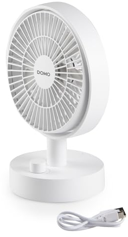 DOMO DO8181 Mini ventilatore da tavolo con USB-C – Ventilatore da tavolo con batteria fino a 8 ore – 10 livelli & brezza naturale – USB-C – oscillazione – Compatto per ufficio – Camera da letto e