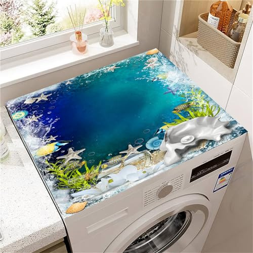 Hearda Housse Machine a Laver Dessin Animé Océan,Dessus Tapis Lave Linge Antidérapant,Housse de Protection pour Machine à Laver Top,Tapis de Protection pour Dessus Sèche-Linge (Coquillage,30x40cm)