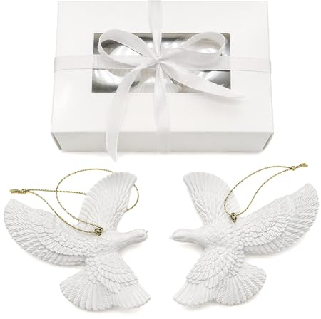 2 PCS White Turtle Doves Christmas Ornaments, Acrylic Friendship Dove Figurines Set, Maslasee,Xmas Tree & Home Decoration Gifts