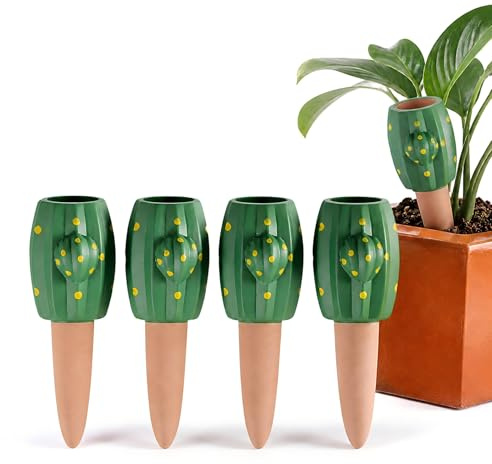 HAIYUU Bewässerungskugeln, 4 Stück Tonkegel Bewässerung Zimmerpflanzen Wasserspender Pflanzen Bewässerung Urlaub Selbstbewässerung Pflanzenbewässerung Indoor für Garten Balkon Pflanze Blumen