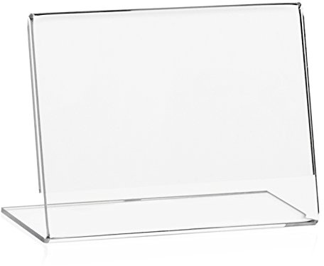 10 Stück VITAdisplays® DIN A7 Werbeaufsteller L-Ständer im Querformat/Preishalter/Preisaufsteller (10,5 x 7,4 cm), Transparent aus original PLEXIGLAS® (10er Pack)