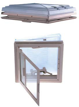 MPK Dachhaube Dachfenster 40x40cm Milchglas Zwangsbelüftung Camping Wohnwagen beige