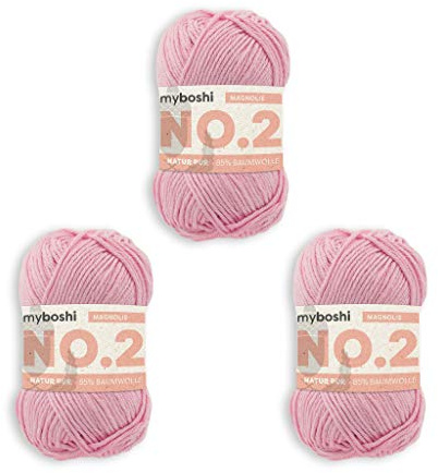 myboshi Häkel- und Strickgarn | Modell: No.2 mit Kapokfaser | Leichtes Garn | 3-Pack Ball Garn | 2380 Magnolia